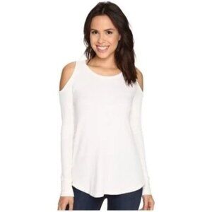 Splendid White Cold Shoulder Long Sleeve T-shirt